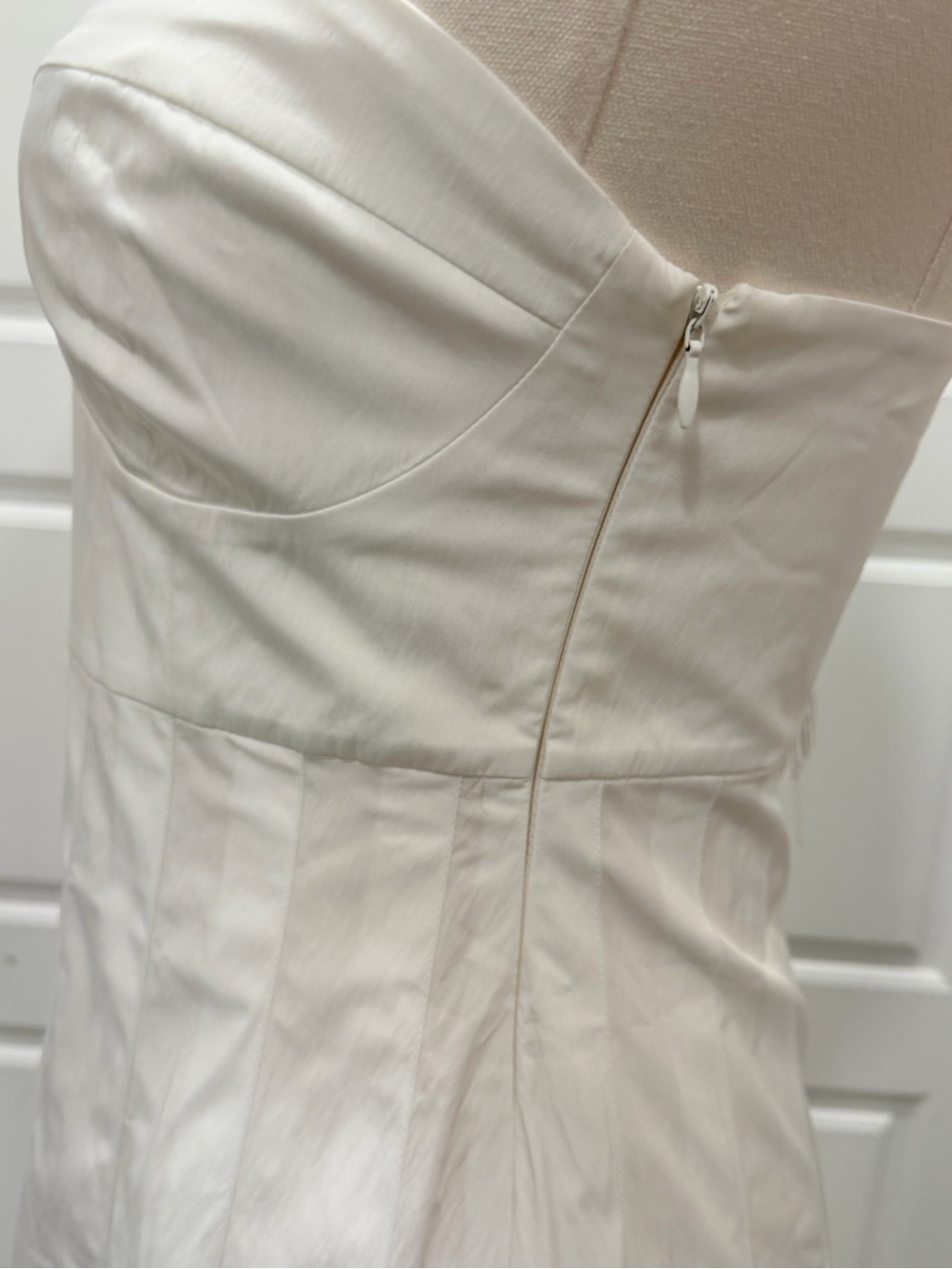 Zara White Poplin Midi Dress with a Sweetheart Neckline NWT - Picture 5 of 6